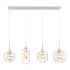 Hängeleuchte Nesa, Länge 90 cm, weiß/chrom, Metall, 4-flg.