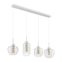 Hängeleuchte Nesa, Länge 90 cm, weiß/chrom, Metall, 4-flg.