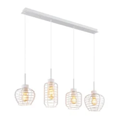 Hängeleuchte Nesa, Länge 90 cm, weiß/chrom, Metall, 4-flg.
