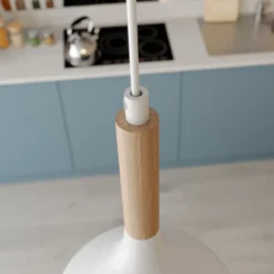 Hängeleuchte Noak, weiß/holz natur, Ø 17 cm