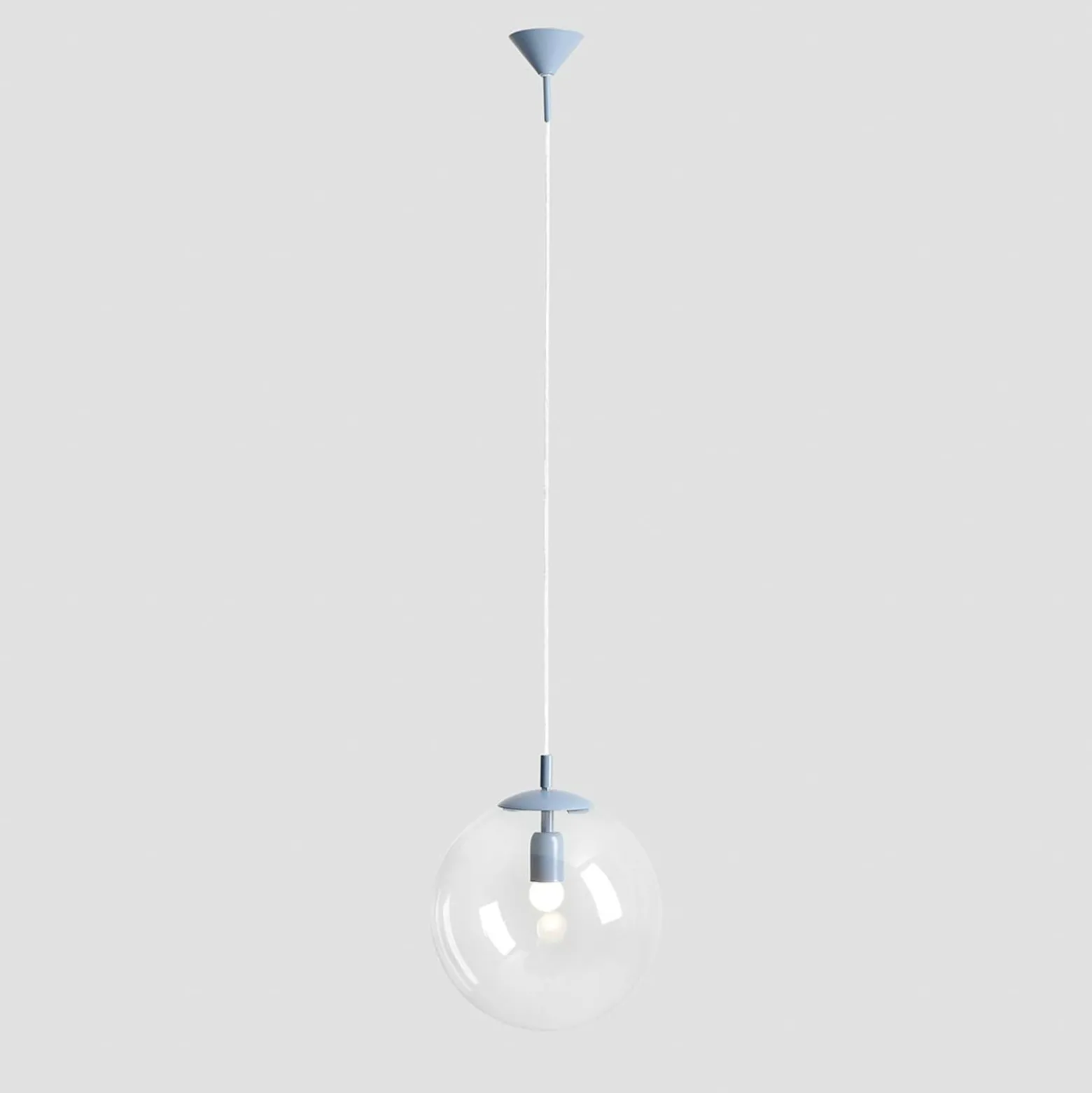 Hängeleuchte Nohr mit Glasschirm, blau/klar