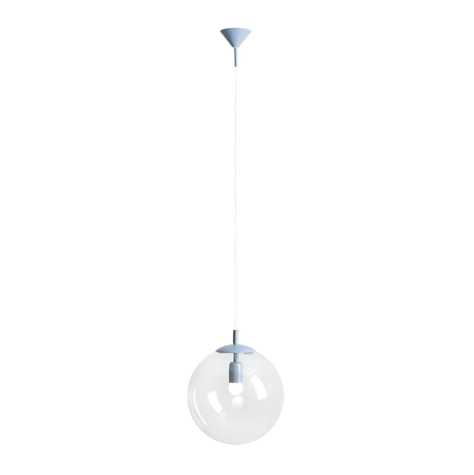 Hängeleuchte Nohr mit Glasschirm, blau/klar