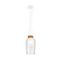 Hängeleuchte Nora, einflammig, weiß, transparent, Glas
