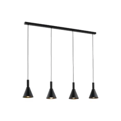 Hängeleuchte Norte, schwarz, Stahl, Länge 114 cm, 4-flammig