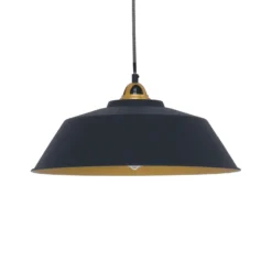 Hängeleuchte Nove, schwarz, innen goldfarben, Metall, E27