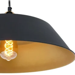 Hängeleuchte Nove, schwarz, innen goldfarben, Metall, E27
