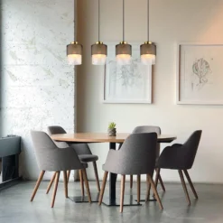 Hängeleuchte Olga, Länge 91 cm, schwarz, 4-flg., Metall/Glas
