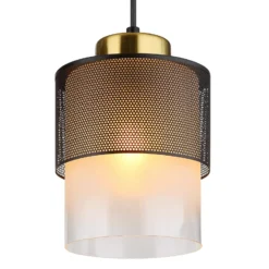 Hängeleuchte Olga, Länge 91 cm, schwarz, 4-flg., Metall/Glas