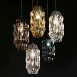 Hängeleuchte Origami aus Glas, amber