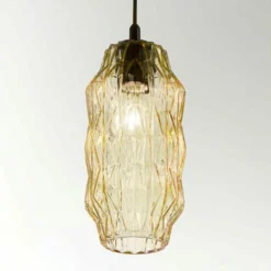 Hängeleuchte Origami aus Glas, amber