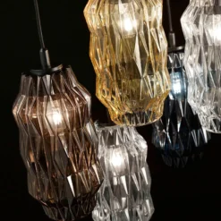 Hängeleuchte Origami aus Glas, transparent