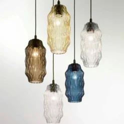 Hängeleuchte Origami aus Glas, transparent