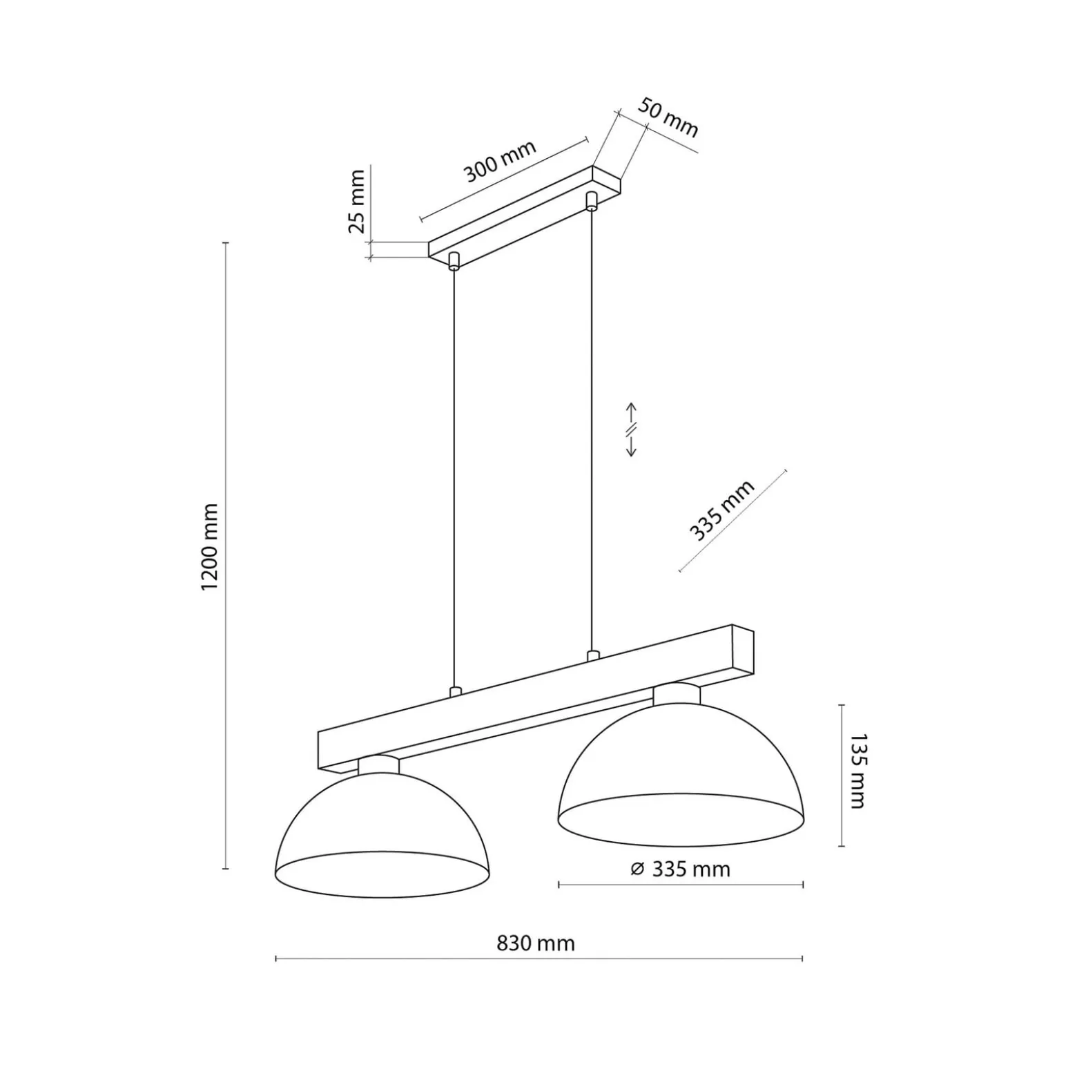 Hängeleuchte Oslo, braun, 2-flammig, 83 cm lang, E27