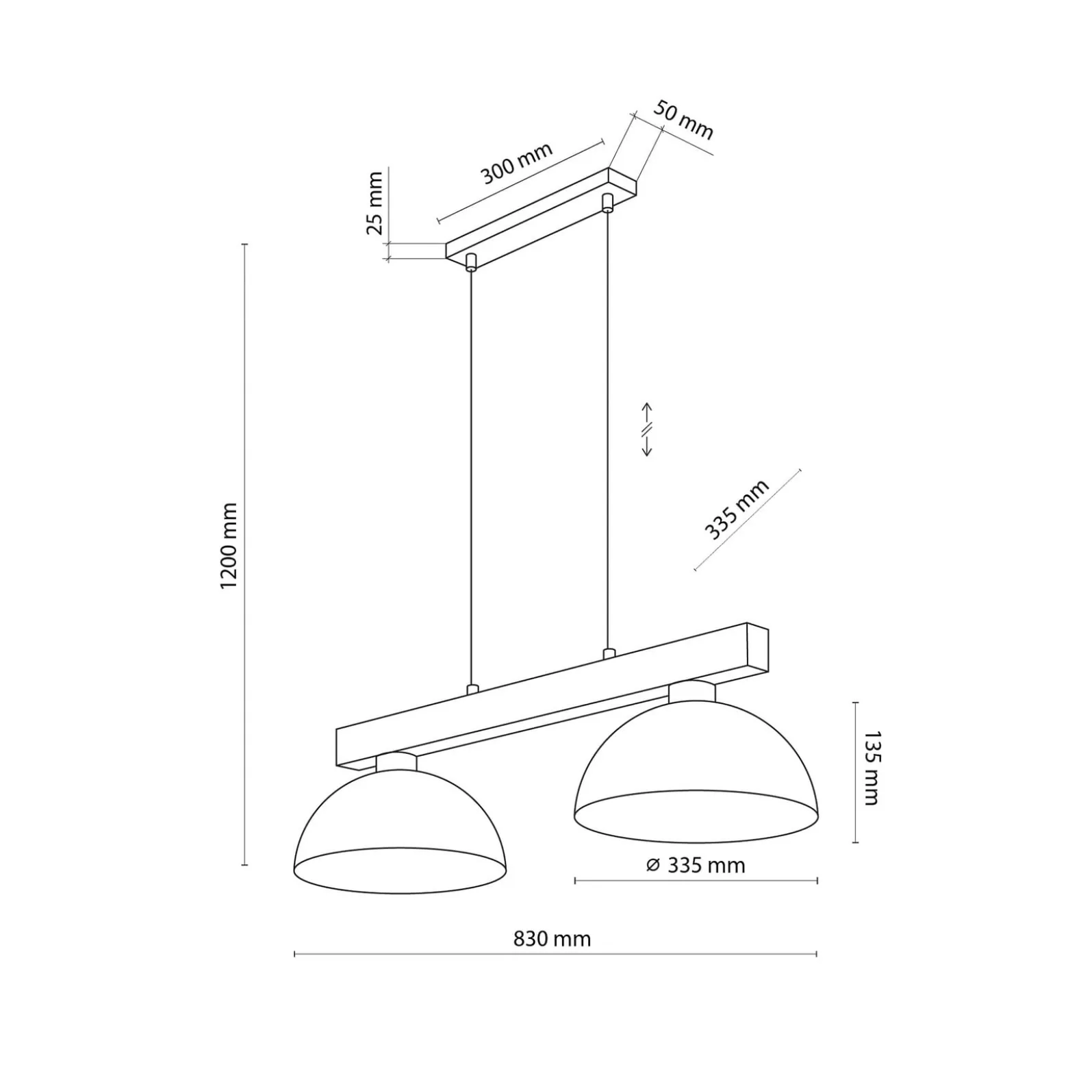 Hängeleuchte Oslo, sandfarben, 2-flammig, 83 cm lang, E27