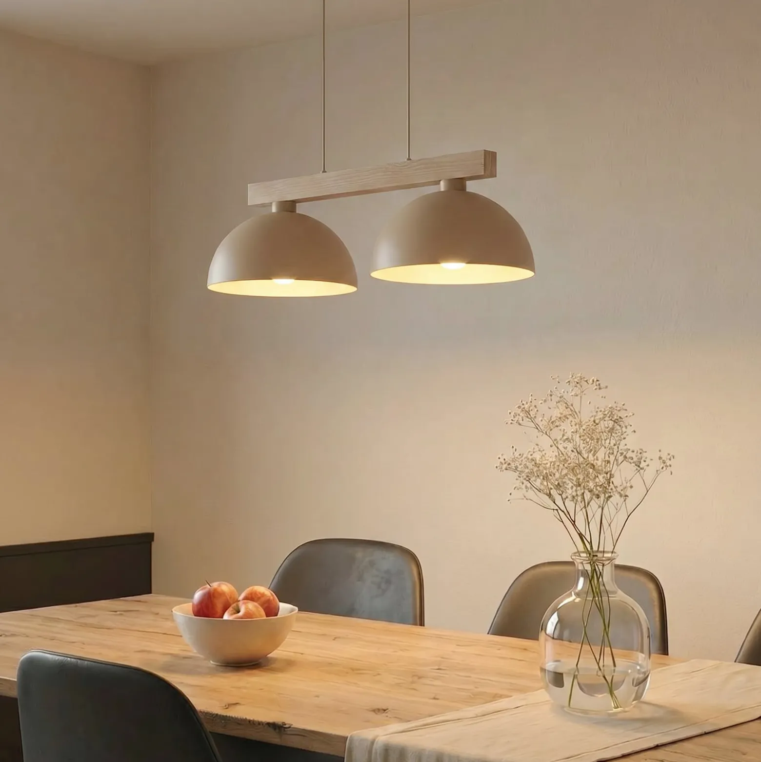 Hängeleuchte Oslo, sandfarben, 2-flammig, 83 cm lang, E27