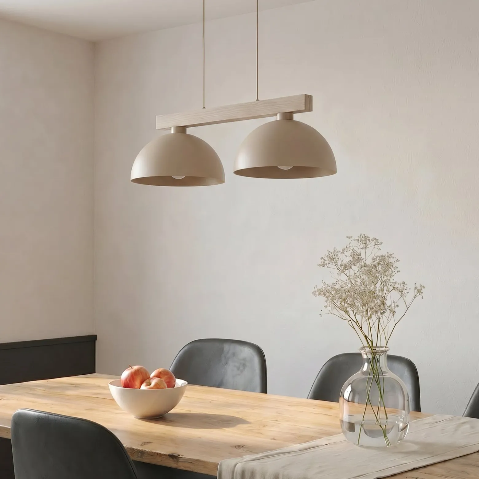 Hängeleuchte Oslo, sandfarben, 2-flammig, 83 cm lang, E27