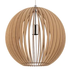 Hängeleuchte Paz aus Holzlamellen Ø 42cm, chrom
