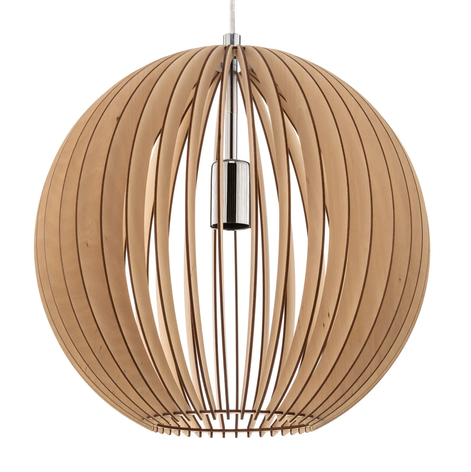 Hängeleuchte Paz aus Holzlamellen Ø 42cm, chrom
