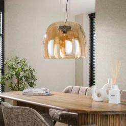 Hängeleuchte Philippa, amber, Ø 48 cm, Glas, 1 x E27
