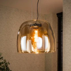 Hängeleuchte Philippa, amber, Ø 48 cm, Glas, 1 x E27