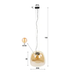 Hängeleuchte Philippa, amber, Ø 48 cm, Glas, 1 x E27