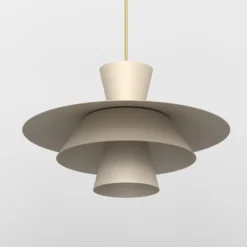 Hängeleuchte Plato, beige, Metall, Ø 38 cm, E27