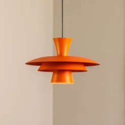 Hängeleuchte Plato, orange, Metall, Ø 38 cm, E27