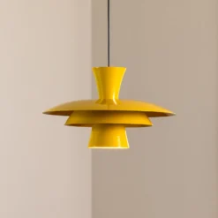 Hängeleuchte Plato, senfgelb, Metall, Ø 38 cm, E27