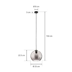Hängeleuchte Polaris, verspiegeltes Glas, rauch