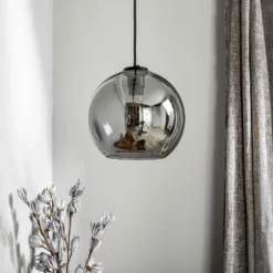 Hängeleuchte Polaris, verspiegeltes Glas, rauch