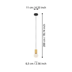 Hängeleuchte Pozueta 1, einflammig, schwarz/braun