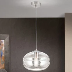 Hängeleuchte Richard, Metall nickel, Glas klar