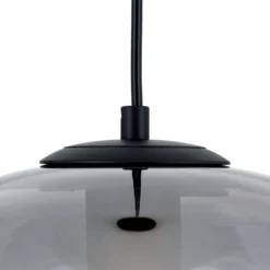 Hängeleuchte Richard, Metall schwarz, Glas rauch