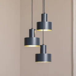 Hängeleuchte Rif 3, anthrazit, rund, 3-flammig, Ø 33 cm