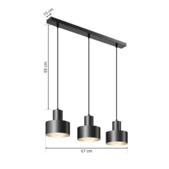 Hängeleuchte Rif, linear dreiflammig, schwarz