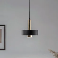 Hängeleuchte Rif Lux, schwarz/gold, Ø 25 cm, Stahl