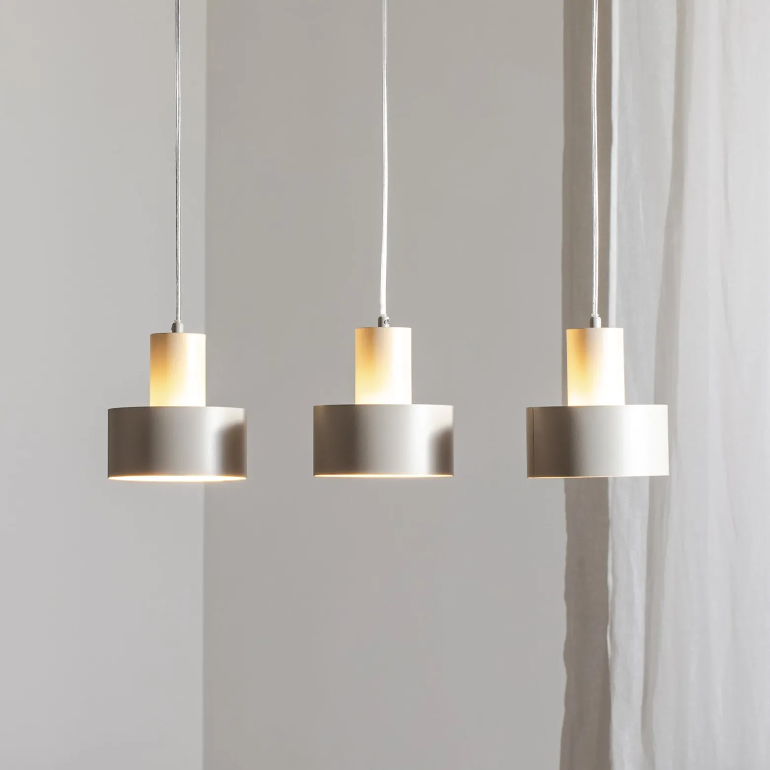 Hängeleuchte Rif 3, taupe, 3-flammig, linear, Stahl