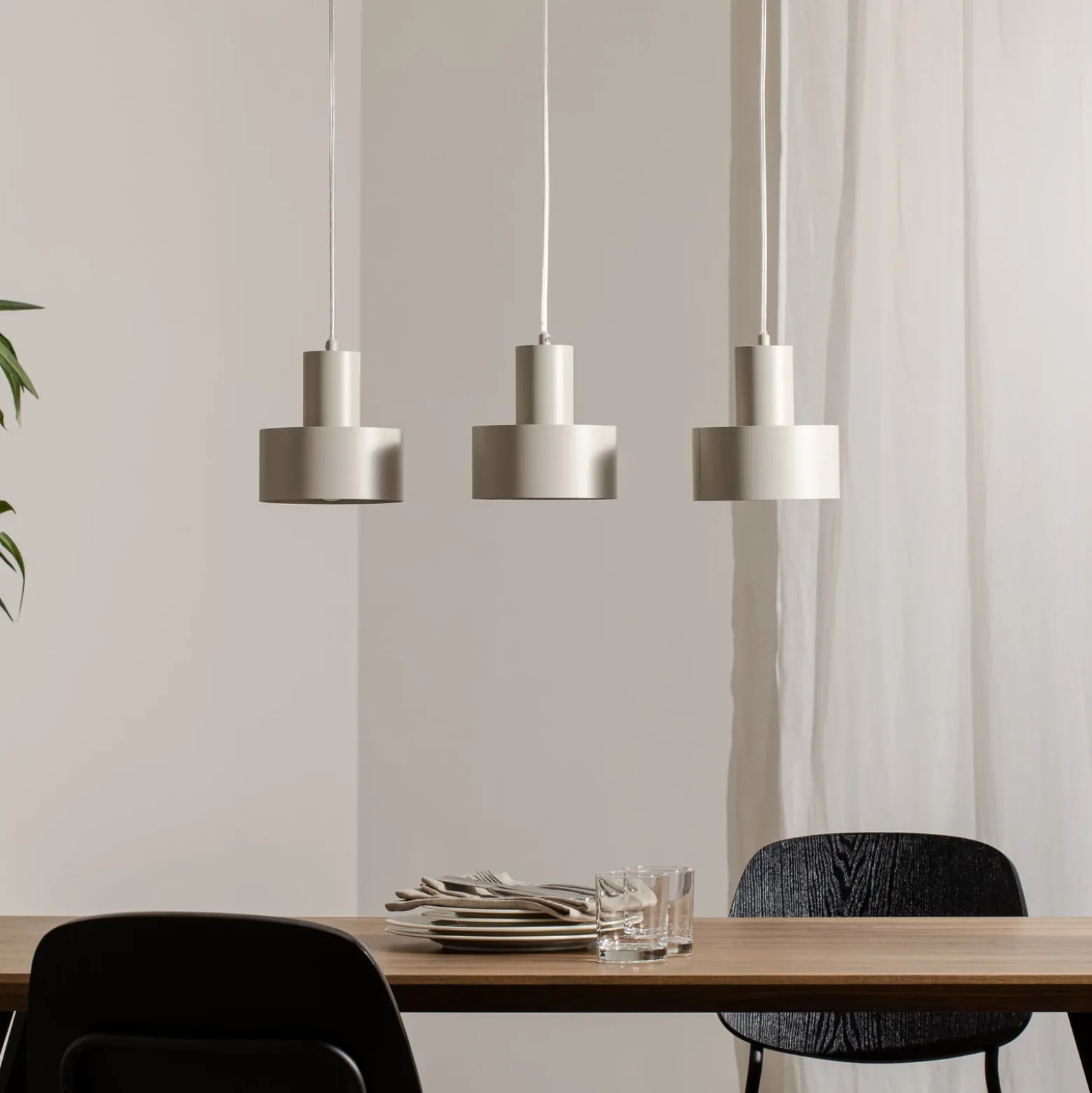 Hängeleuchte Rif 3, taupe, 3-flammig, linear, Stahl