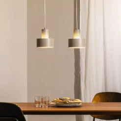 Hängeleuchte Rif 2, taupe 2-flammig, linear, Stahl