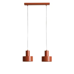 Hängeleuchte Rif 2, ziegelrot, 2-flammig, linear, Stahl