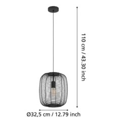 Hängeleuchte Rinroe, Ø 32,5 cm, schwarz, Stahl
