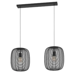 Hängeleuchte Rinroe, Länge 90 cm, schwarz, 2-flg., Stahl