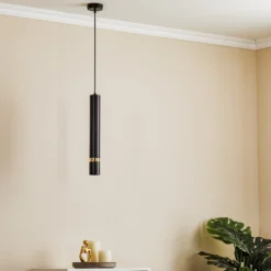 Hängeleuchte Rondo schwarz/gold, einflammig