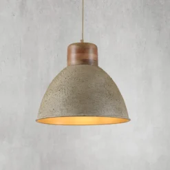 Hängeleuchte Samia, Mangoholz, beige strukturiert
