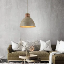 Hängeleuchte Samia, Mangoholz, beige strukturiert