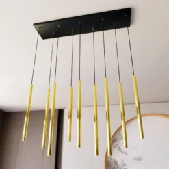 Hängeleuchte Selter, goldfarben, 9-flammig, Metall