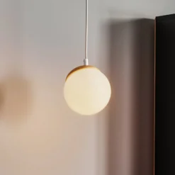 Hängeleuchte Sfera 1-flammig Glas/Holz hell