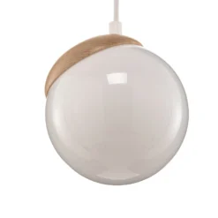 Hängeleuchte Sfera 1-flammig Glas/Holz hell