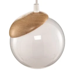 Hängeleuchte Sfera 1-flammig Glas/Holz hell
