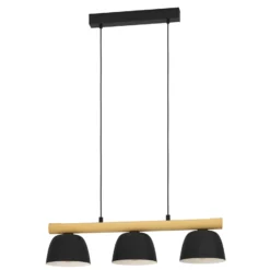 Hängeleuchte Sherburn, Länge 77 cm, schwarz/braun, 3-flg.